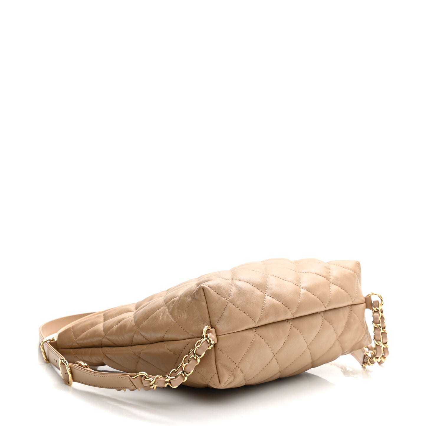 Lambskin Quilted Hobo Beige