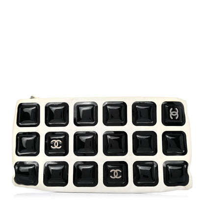 Chanel Lambskin Patent Clutch White Black 1 of 5