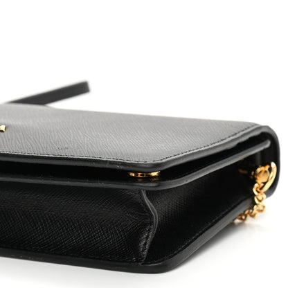 Prada Saffiano Metal Oro Mini Bag Black 6 of 10