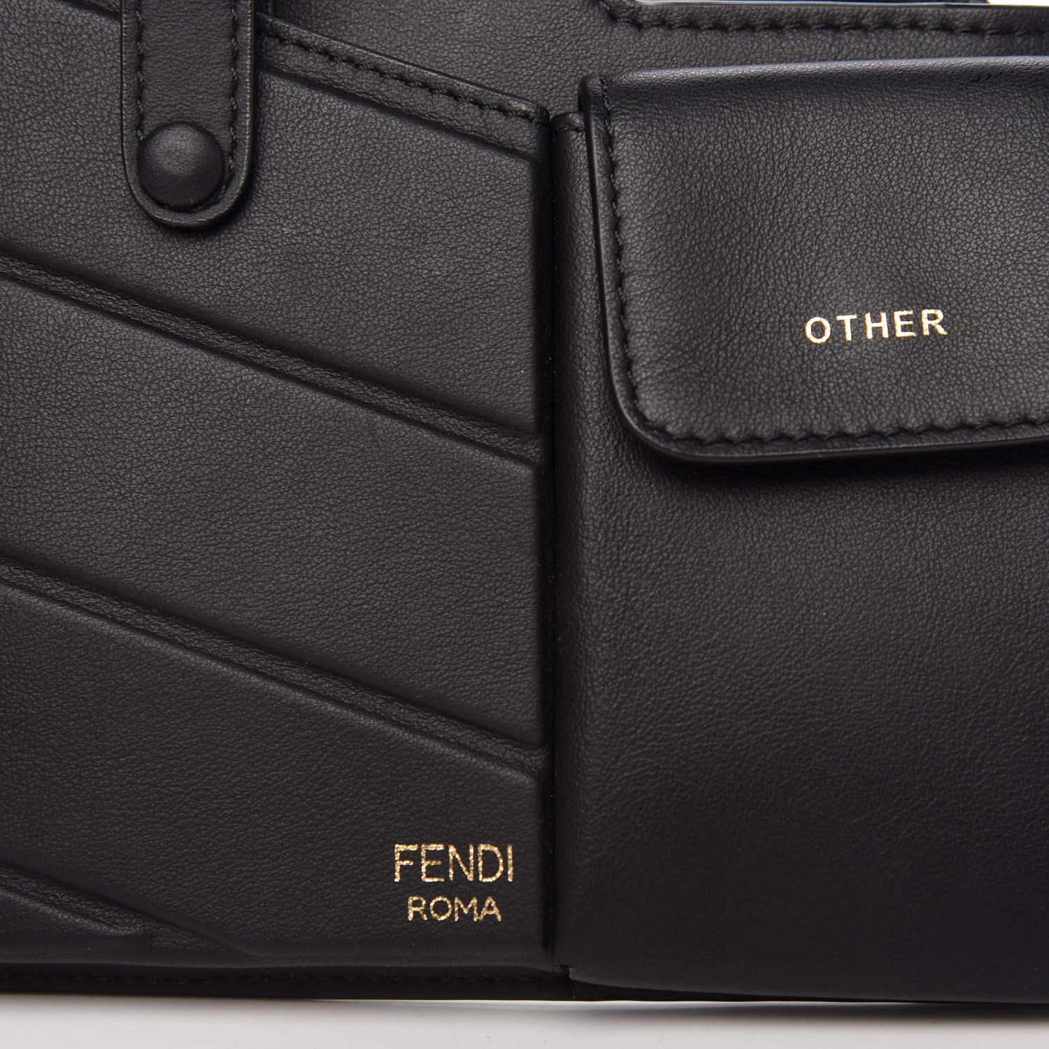 Fendi Vitello Grace Matte Two Pocket Mini Crossbody Black 9 of 9