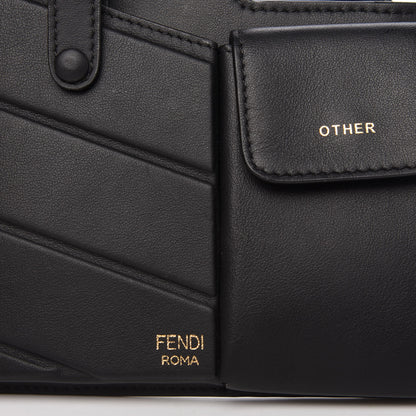 Fendi Vitello Grace Matte Two Pocket Mini Crossbody Black 9 of 9