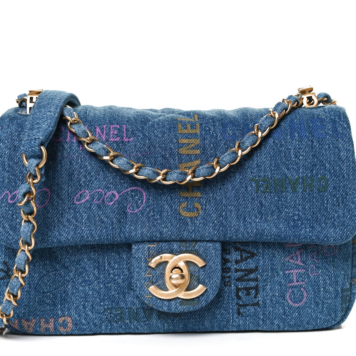 Chanel Denim Quilted Mini Denim Mood Rectangular Flap Blue Multicolor 8 of 12