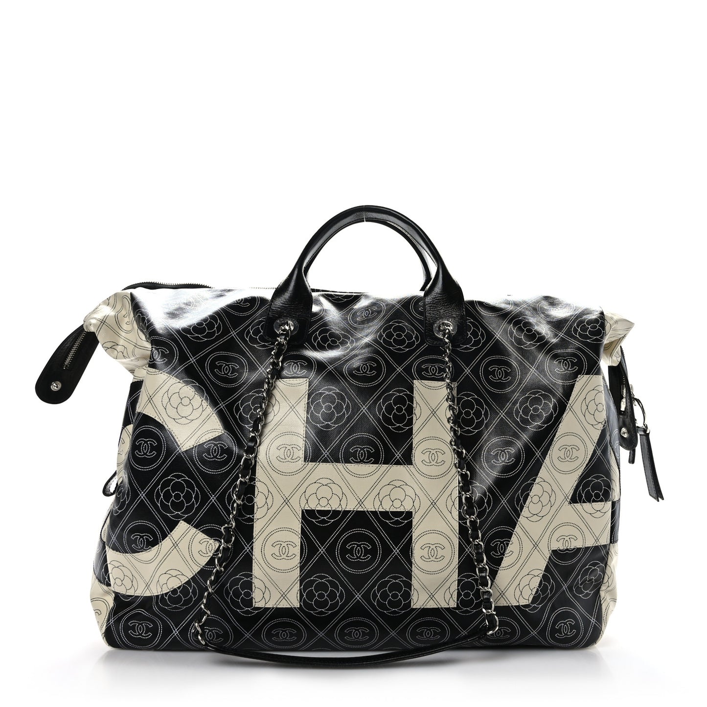 Coated Canvas Camellia Bowler Black Beige