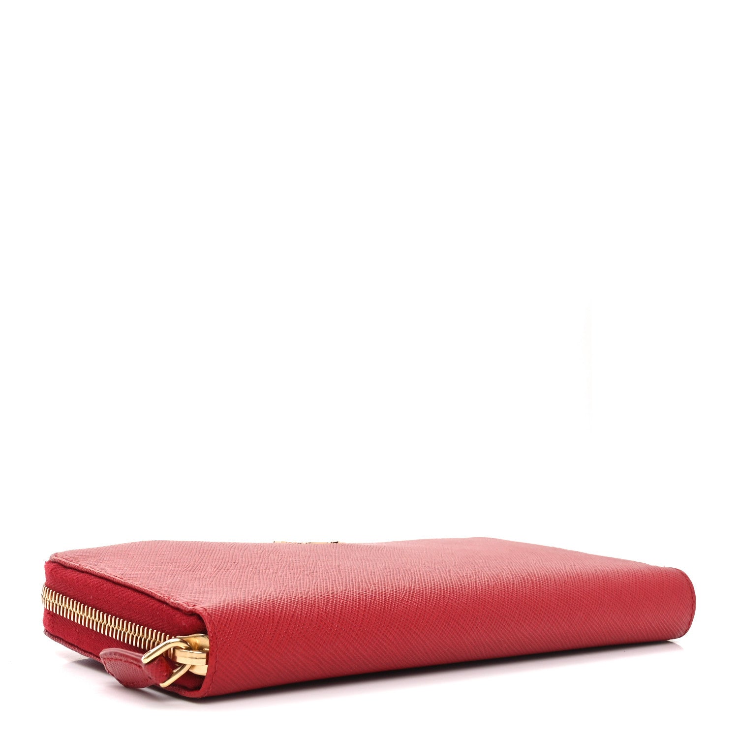 Prada Saffiano Metal Zip Around Wallet Fuoco 4 of 8