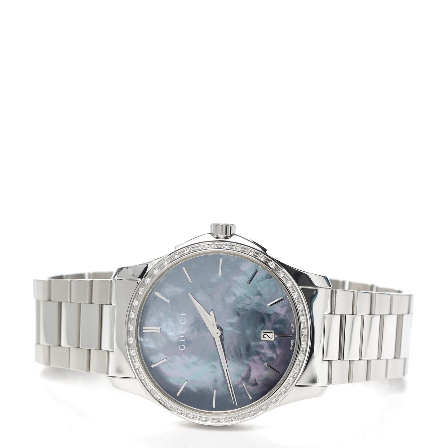 Stainless Steel Diamond Bezel Black Mother of Pearl 38mm G-Timeless Quartz Watch