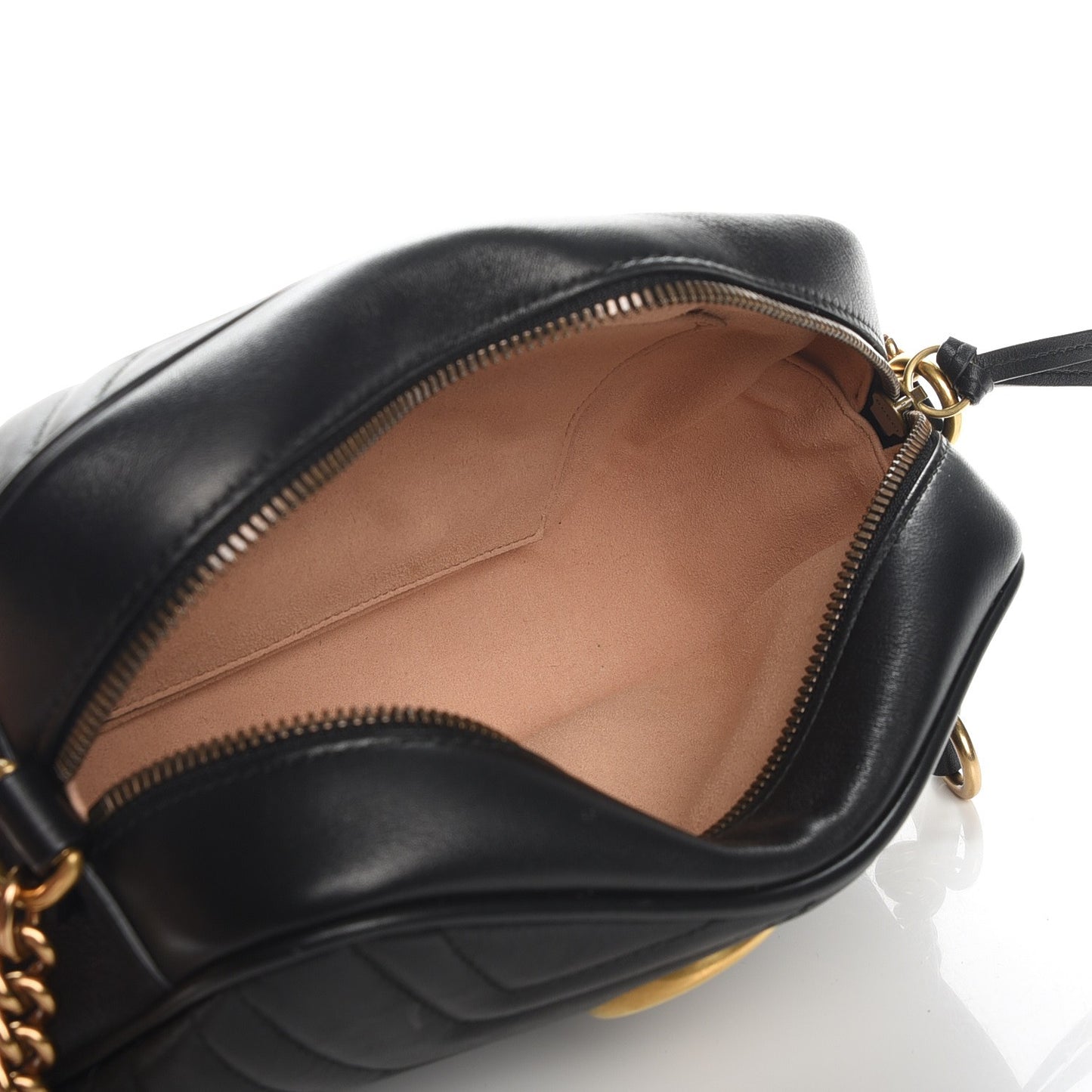 Calfskin Matelasse Small GG Marmont Chain Shoulder Bag Black