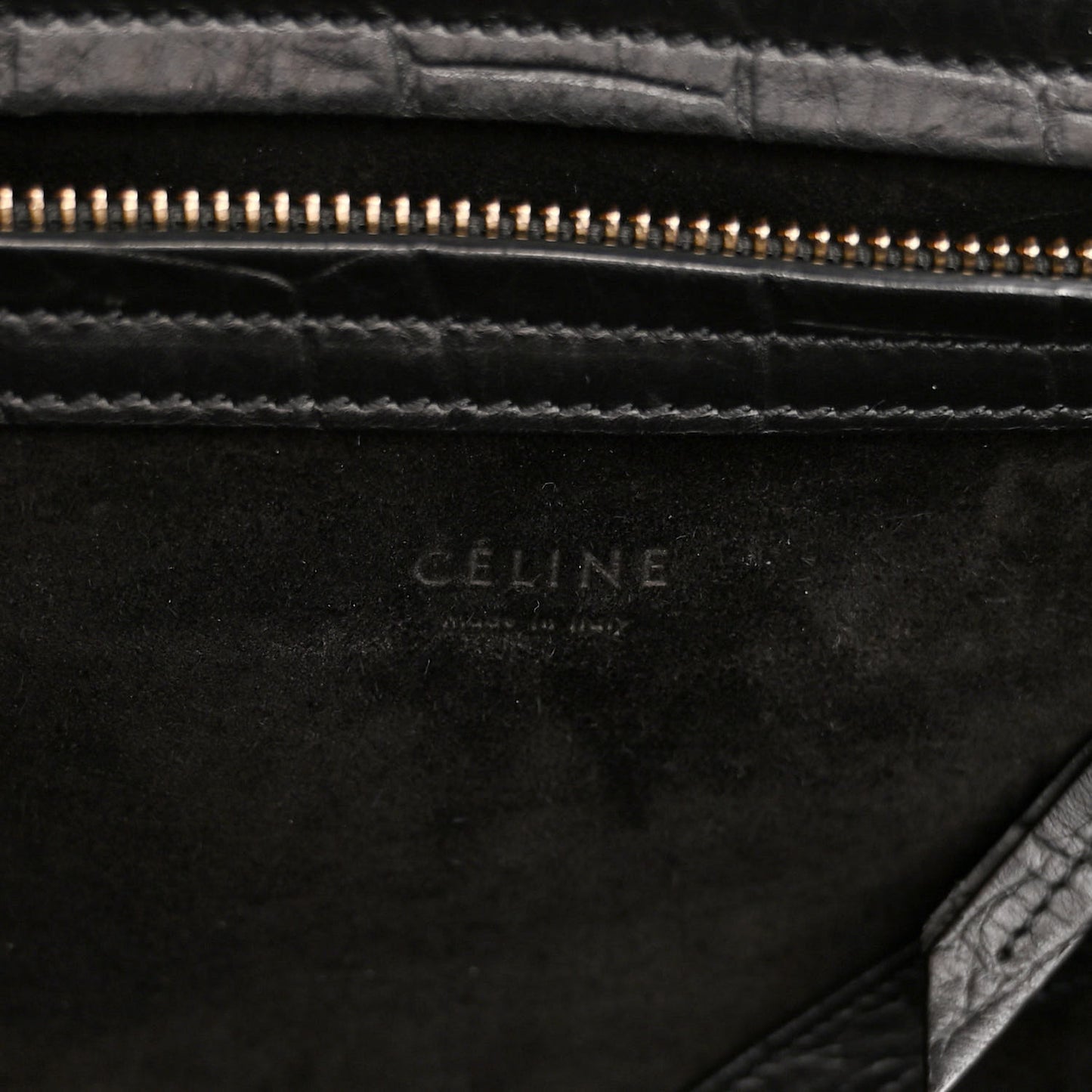 Crocodile Embossed Calfskin Large Phantom Luggage Black