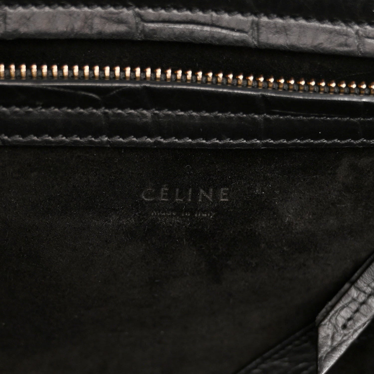 Celine Crocodile Embossed Calfskin Large Phantom Luggage Black 6 of 12