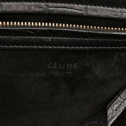 Celine Crocodile Embossed Calfskin Large Phantom Luggage Black 6 of 12