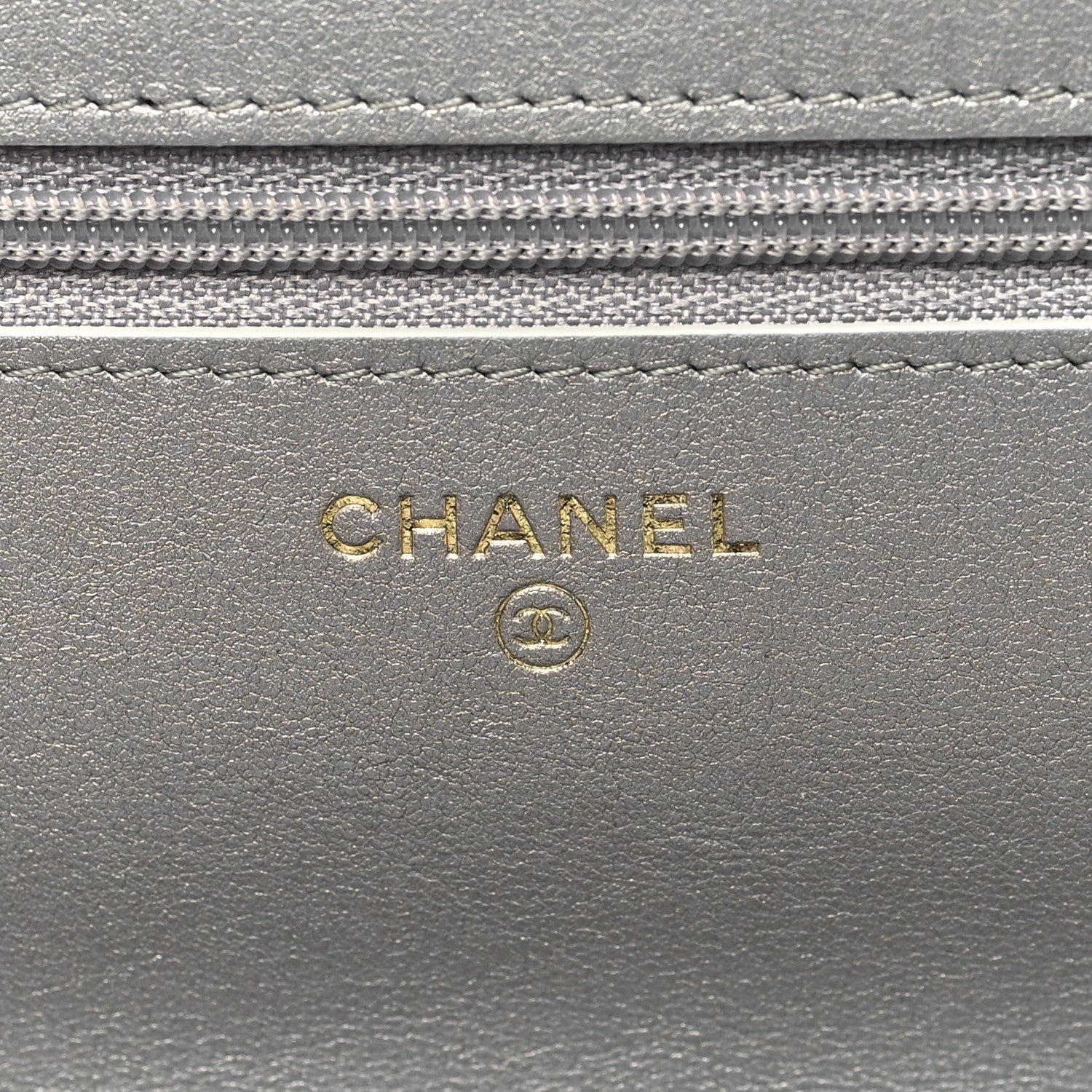 Chanel Metallic Goatskin Quilted Timeless CC Wallet On Chain WOC Silver 6 of 11