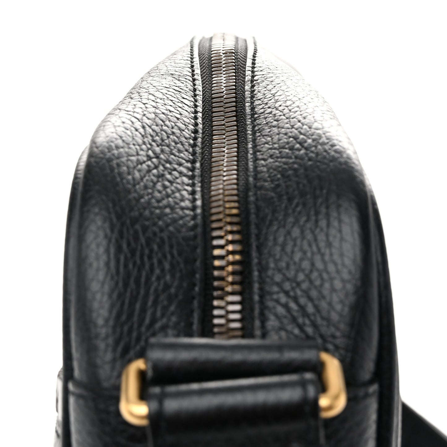 Pebbled Calfskin Logo Messenger Bag Black