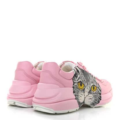Gucci Calfskin Mystic Cat Rhyton Sneakers 36 Sugar Pink 4 of 11