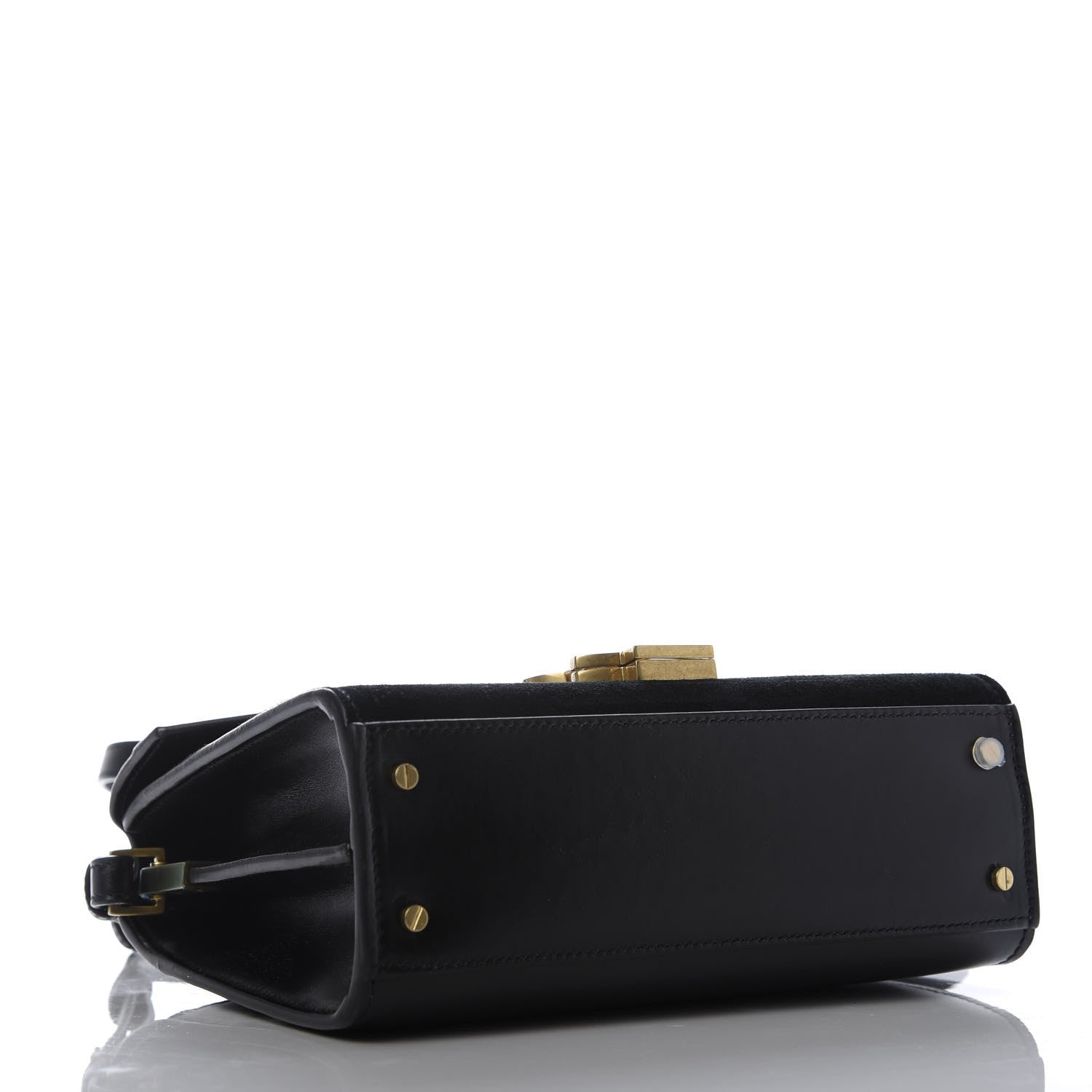 Saint Laurent Suede Leopard Print Mini Classic Monogram Cassandra Top Handle Manto Naturale Black 4 of 8