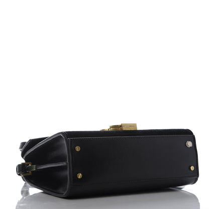 Saint Laurent Suede Leopard Print Mini Classic Monogram Cassandra Top Handle Manto Naturale Black 4 of 8