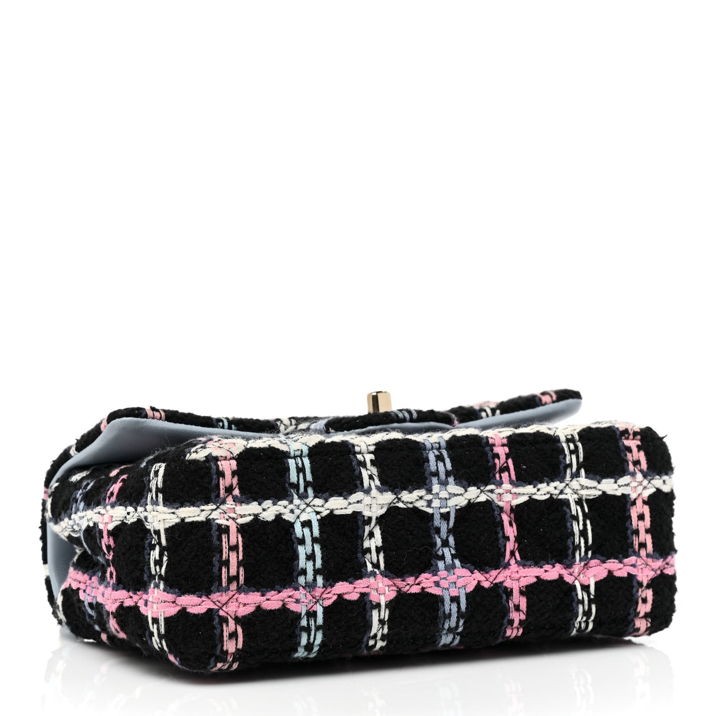 Tweed Quilted Mini Rectangular Flap Black Pink Blue Ecru