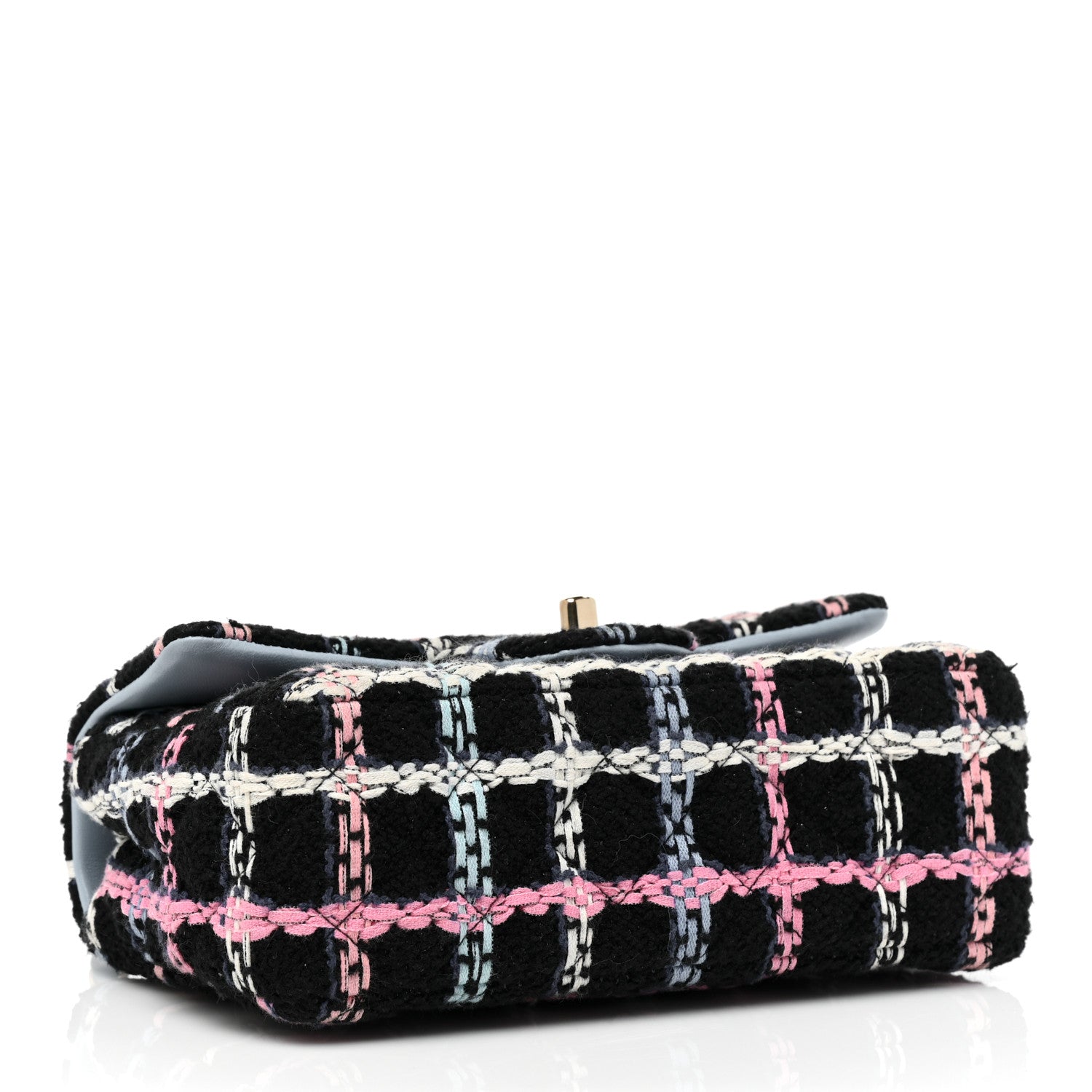 Chanel Tweed Quilted Mini Rectangular Flap Black Pink Blue Ecru 4 of 8