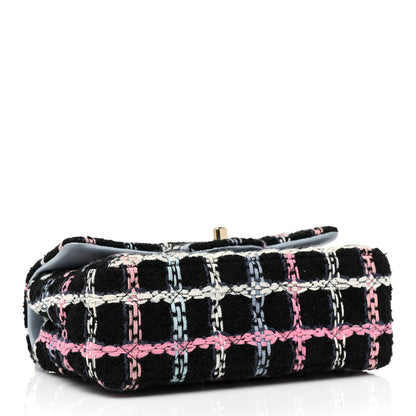 Chanel Tweed Quilted Mini Rectangular Flap Black Pink Blue Ecru 4 of 8