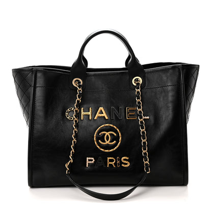 Chanel Aged Calfskin Medium Charms Deauville Tote Black 1 of 10