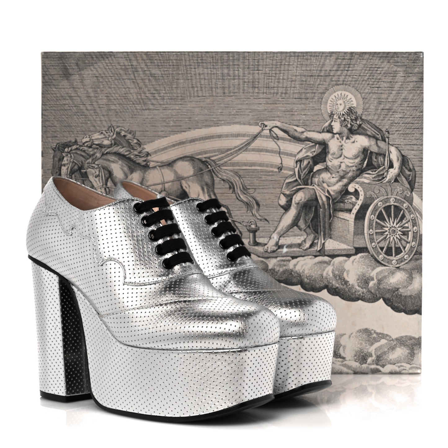 Calfskin Otis Platform Loafers 40 Silver