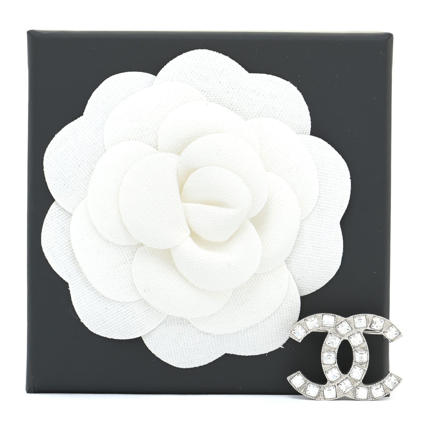 Crystal Baguette CC Mini Brooch Silver