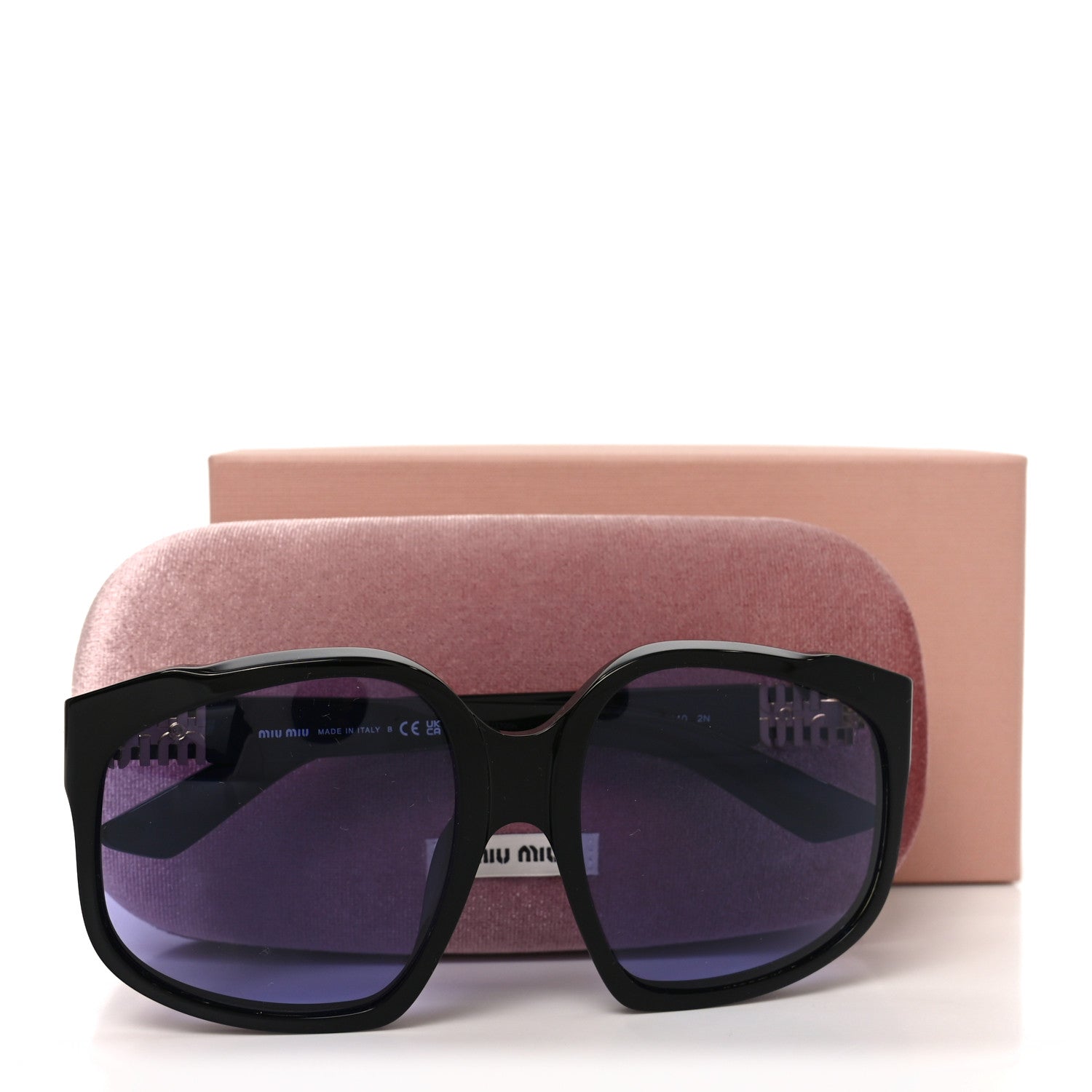 Miu Miu Acetate Square Sunglasses SMU A07 Black Violet 1873199