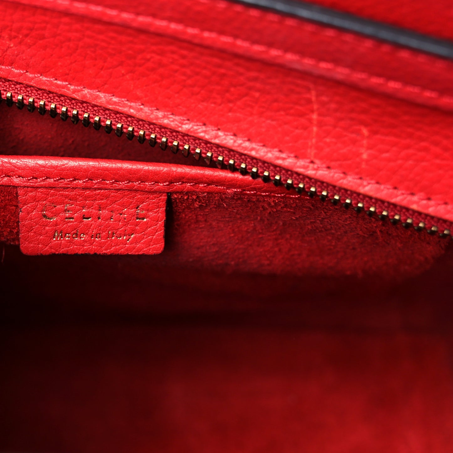 Drummed Calfskin Nano Luggage Vermillion