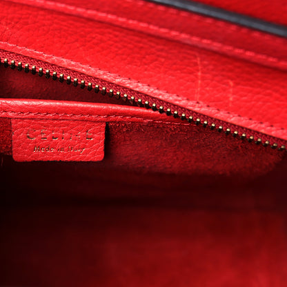 Celine Drummed Calfskin Nano Luggage Vermillion 6 of 12