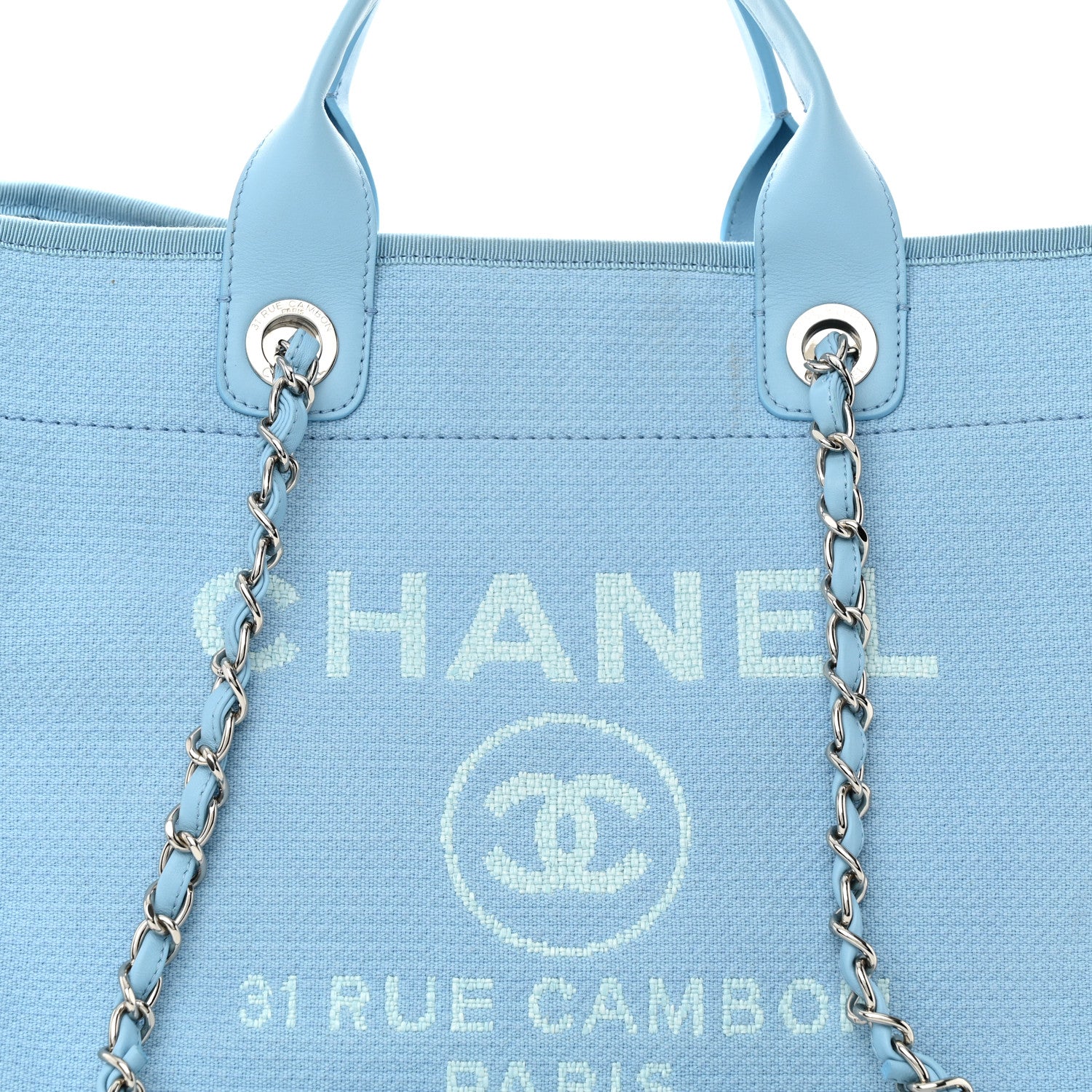 Chanel Mixed Fibers Medium Deauville Tote Light Blue 9 of 16