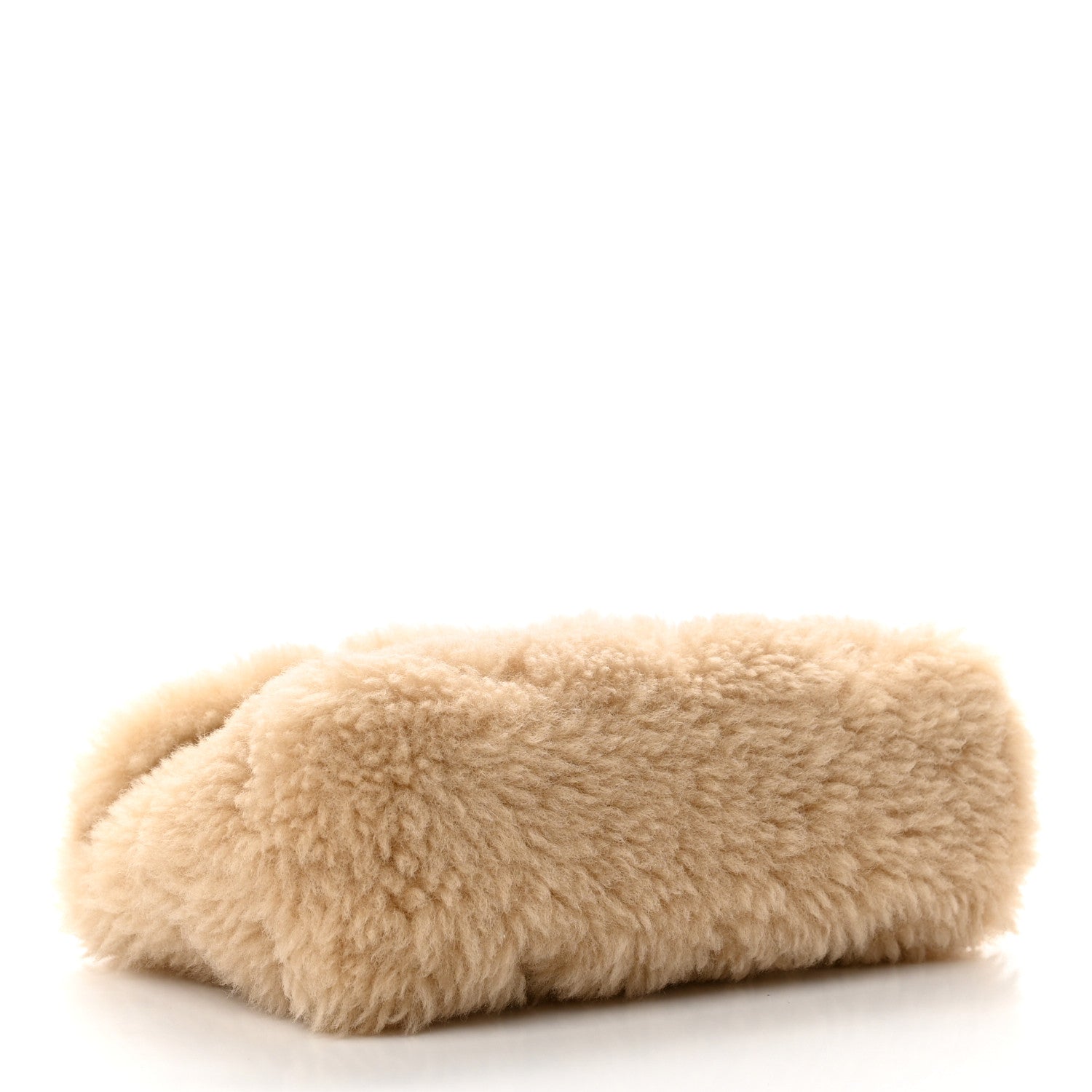 Saint Laurent Shearling Quilted Monogram Loulou Puffer Pouch Clutch Natural Beige 5 of 7