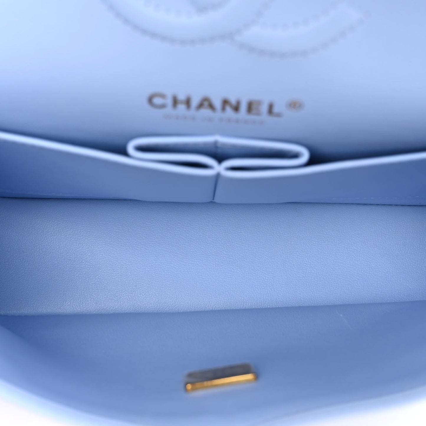Caviar Quilted Small Double Flap Light Blue