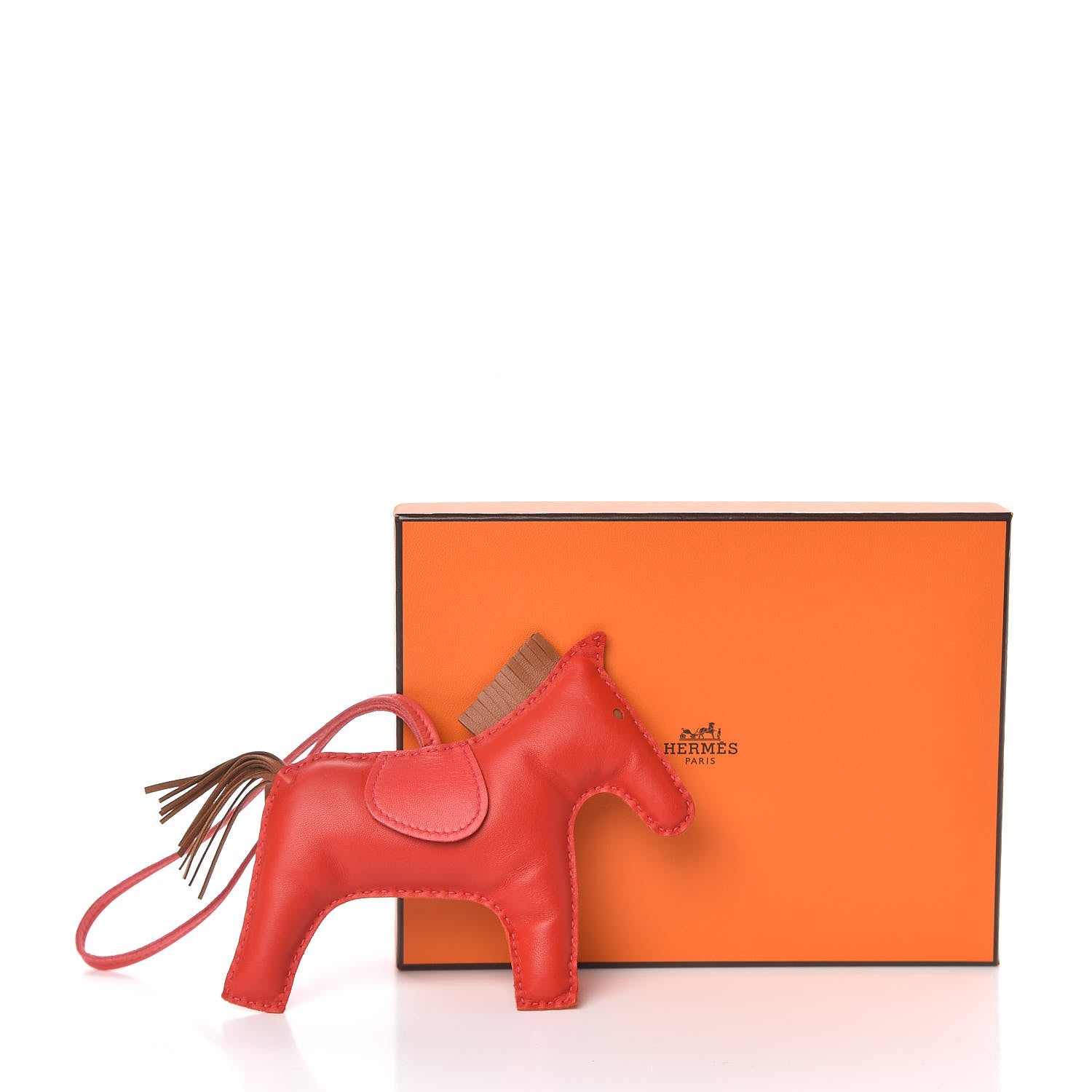 Hermes Milo Lambskin Grigri Rodeo Horse Bag Charm GM Rouge Indien Gold Bougainvillea 5 of 5