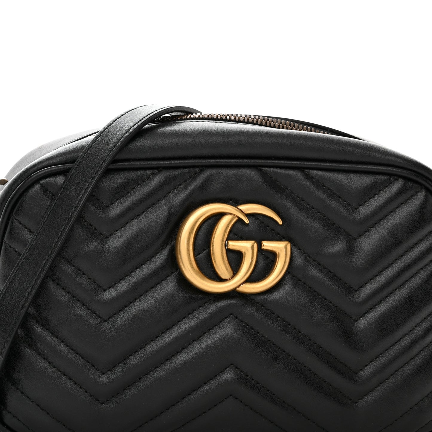Calfskin Matelasse Small GG Marmont Chain Shoulder Bag Black