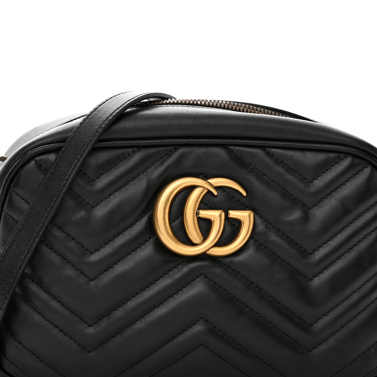 Gucci Calfskin Matelasse Small GG Marmont Chain Shoulder Bag Black 9 of 11