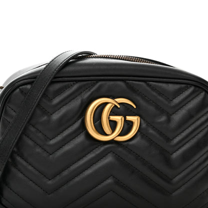 Gucci Calfskin Matelasse Small GG Marmont Chain Shoulder Bag Black 9 of 11