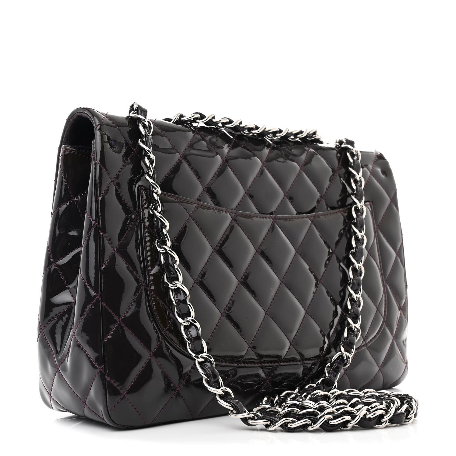 Chanel Patent Quilted Jumbo Single Flap Plum 3 of 15