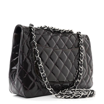 Chanel Patent Quilted Jumbo Single Flap Plum 3 of 15