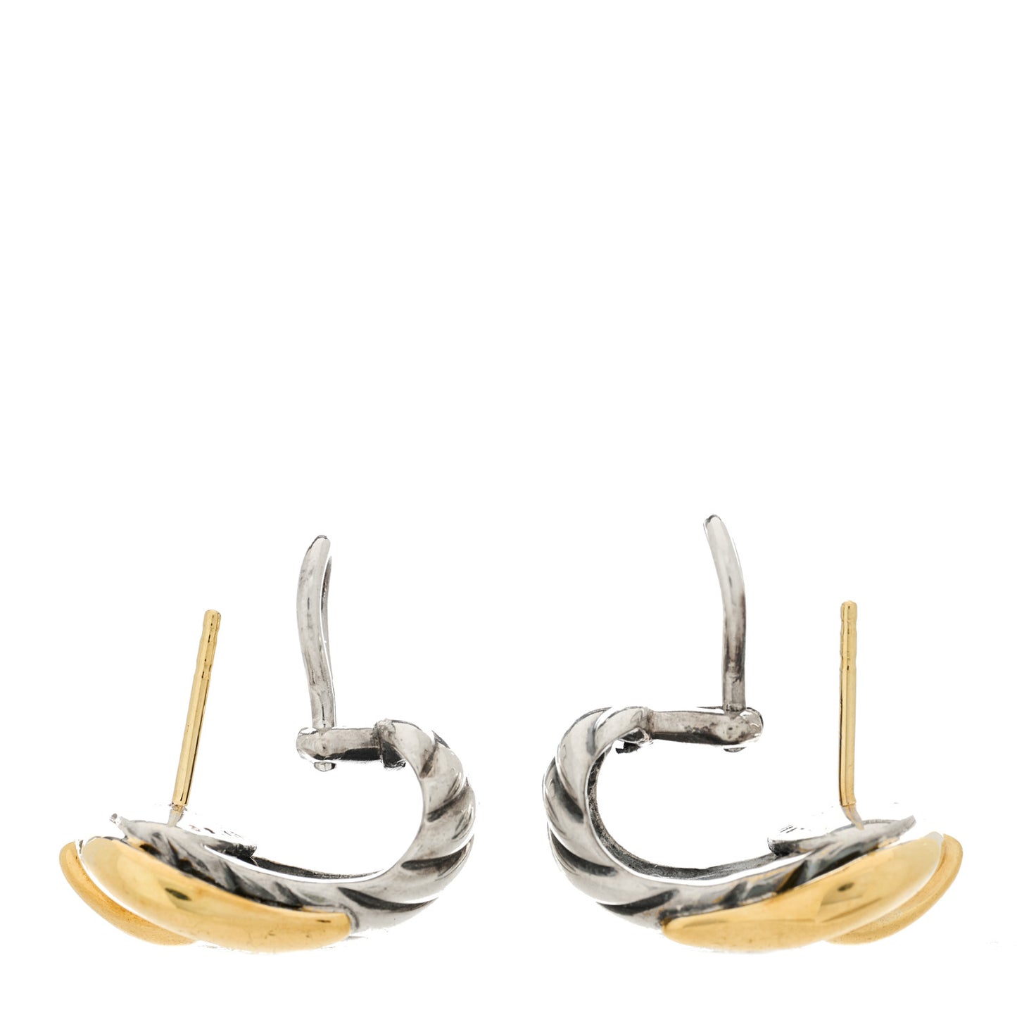 Sterling Silver 18K Yellow Gold Buckle Earrings