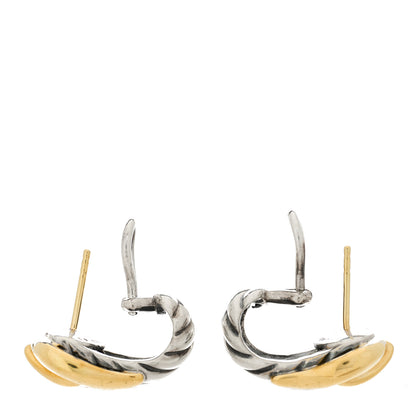 David Yurman Sterling Silver 18K Yellow Gold Buckle Earrings 3 of 4