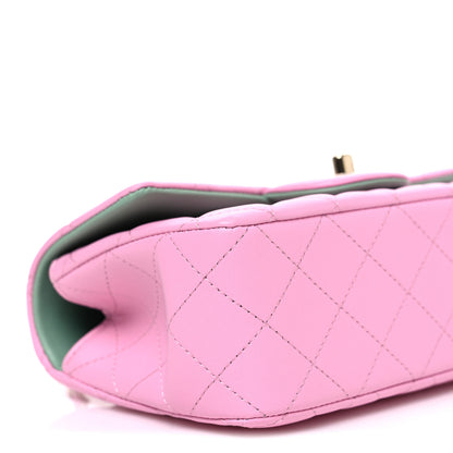 Chanel Lambskin Quilted Mini Top Handle Rectangular Flap Pink Green 9 of 10