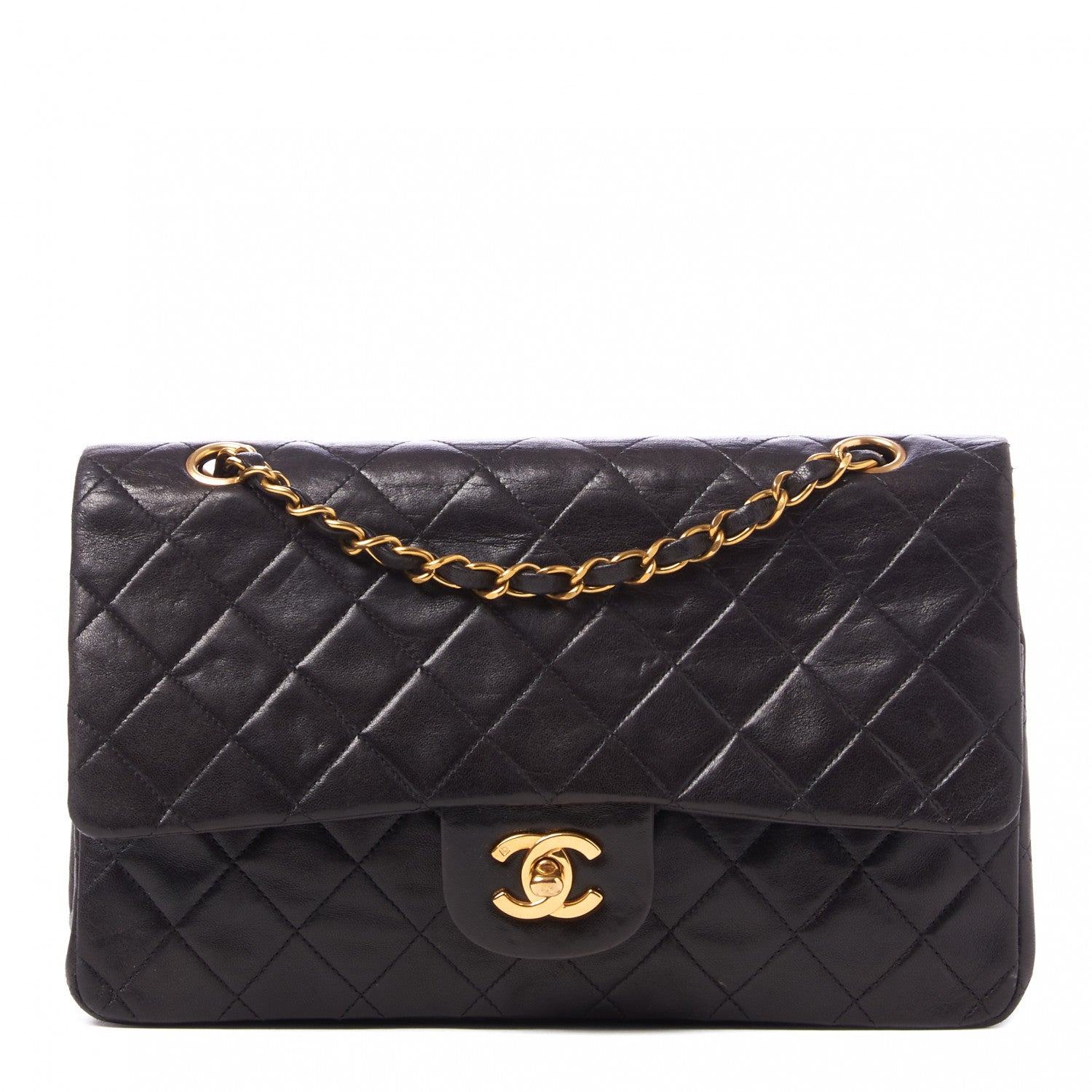 Chanel Lambskin Quilted Medium Double Flap Black 1 of 9