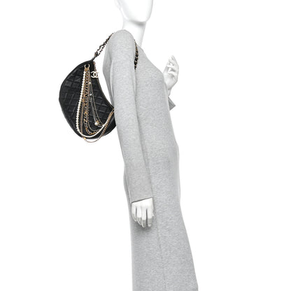 Chanel Lambskin Quilted All About Chains Hobo Black 2 of 13