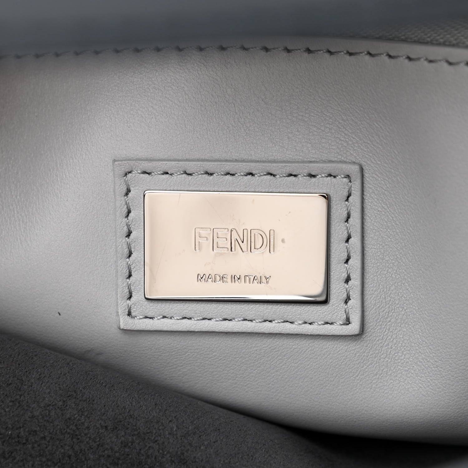 Fendi Vitello Seta Shiny Nappa Medium Peekaboo Iconic Satchel Tempesta Grigio Perla 7 of 11