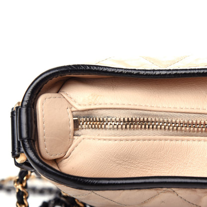 Chanel Aged Calfskin Quilted Small Gabrielle Hobo Beige Black 11 of 12