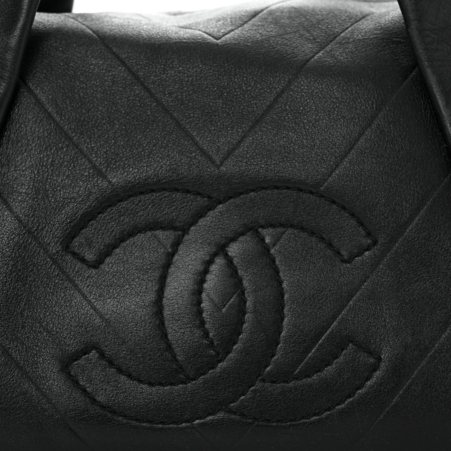 Chanel Calfskin Chevron CC All Day Long Boston Black 8 of 10