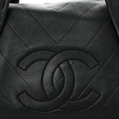 Chanel Calfskin Chevron CC All Day Long Boston Black 8 of 10