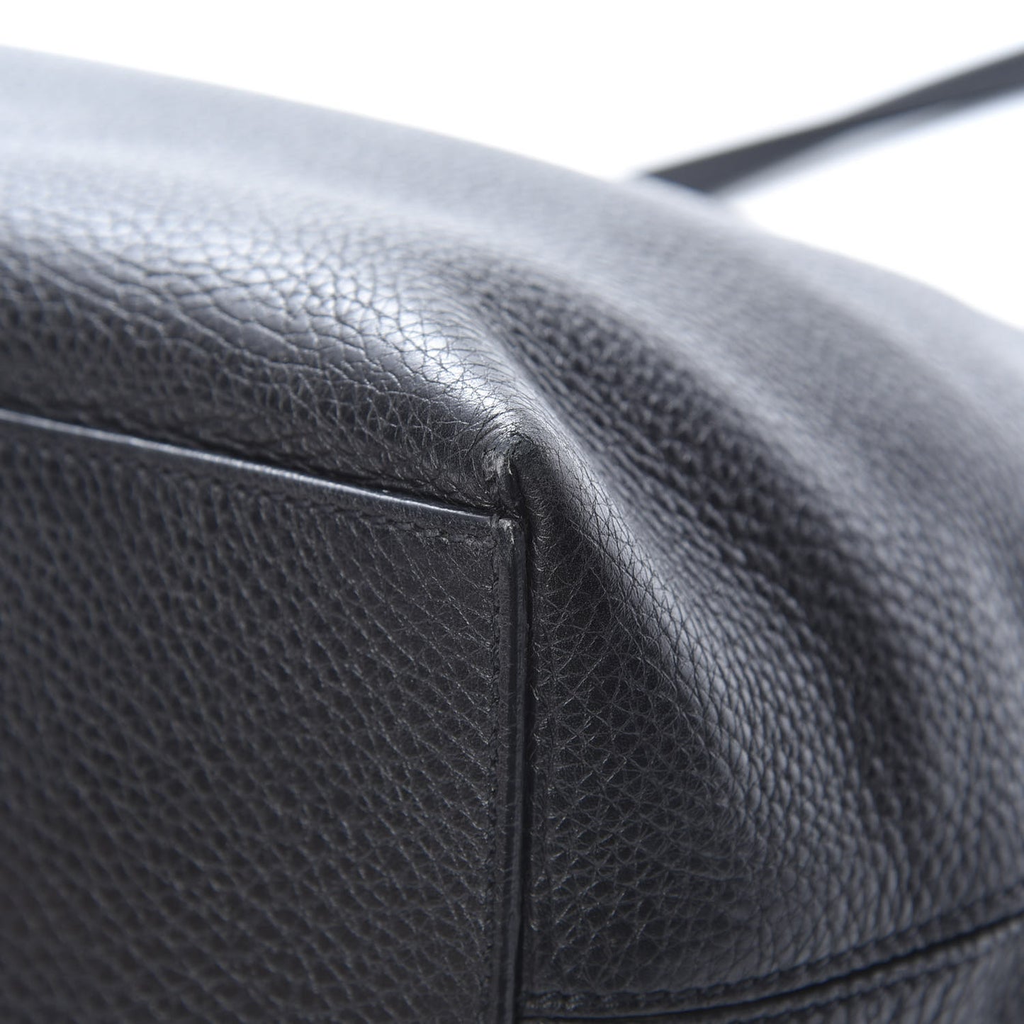 Grained Calfskin Rockstud Shoulder Tote Black