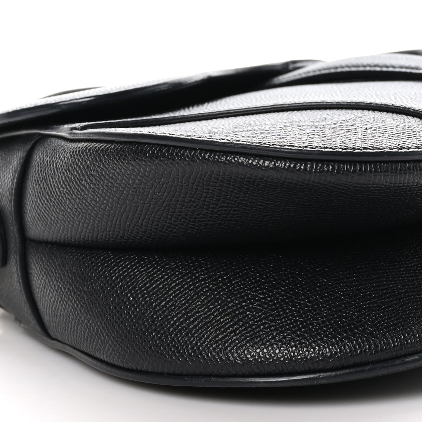 Grained Calfskin Saddle Bag With Strap Black
