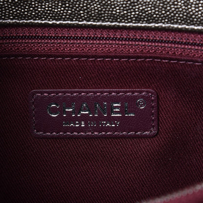 Chanel Metallic Caviar Chevron Quilted Small Coco Handle Flap Light Gold 6 of 8