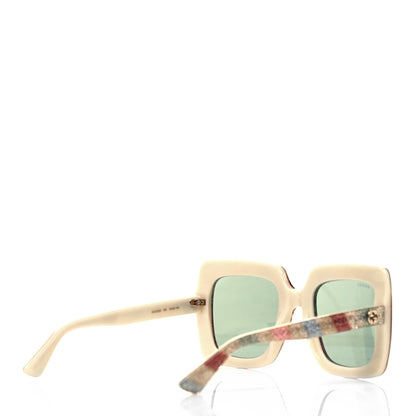 Gucci Square Frame Stripe Glitter GG0328S Sunglasses Ivory Multicolor 4 of 8