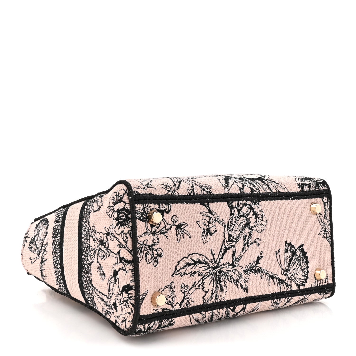 Christian Dior Canvas Embroidered Jardin Botanique Medium Lady D-Lite Light Pink Black 4 of 11